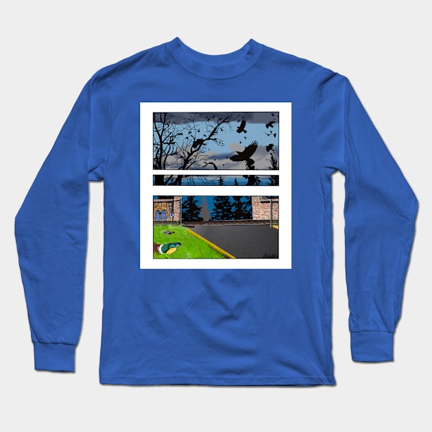 Crow Attack Long Sleeve T-Shirt by Mister Dog Art